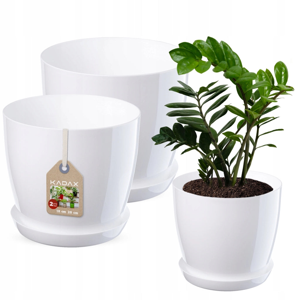 Vaso da fiori KADAX, coprivaso, 18+20 cm, supporto per fiori, plastica bianca, 2 pezzi.