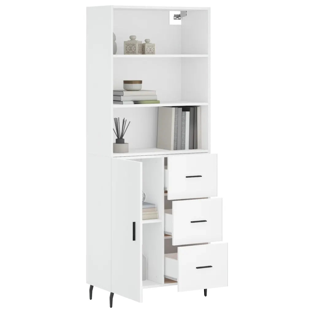 Credenza | Madia | Buffet da pranzo | Armadio da pranzo Bianca 69,5x34x180 cm in Legno Multistrato
