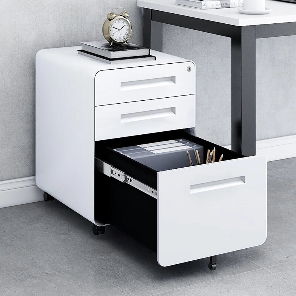 Armoire a dossiers mobile - Xylo - 3 cassetti 5 ruote - Bianco resistente umidita
