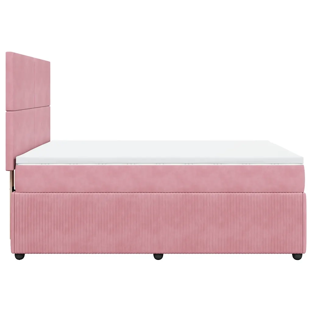 Giroletto a Molle con Materasso Rosa 160x200 cm in Velluto
