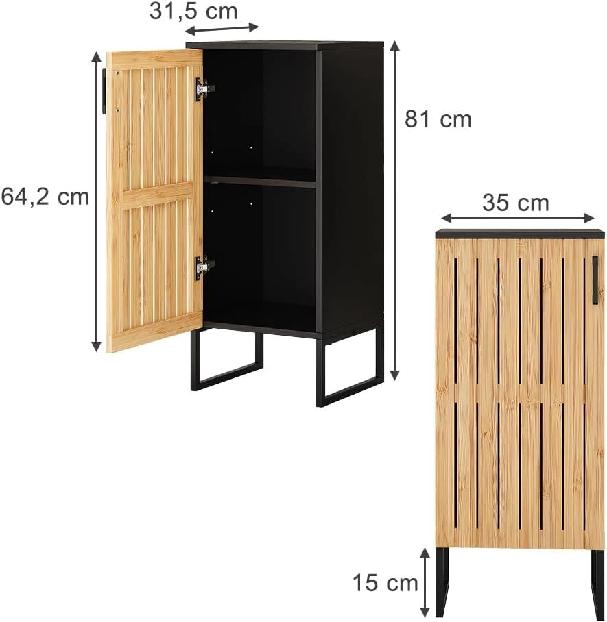 Mobile midi Vayra, nero/bambù, 35 x 81 cm