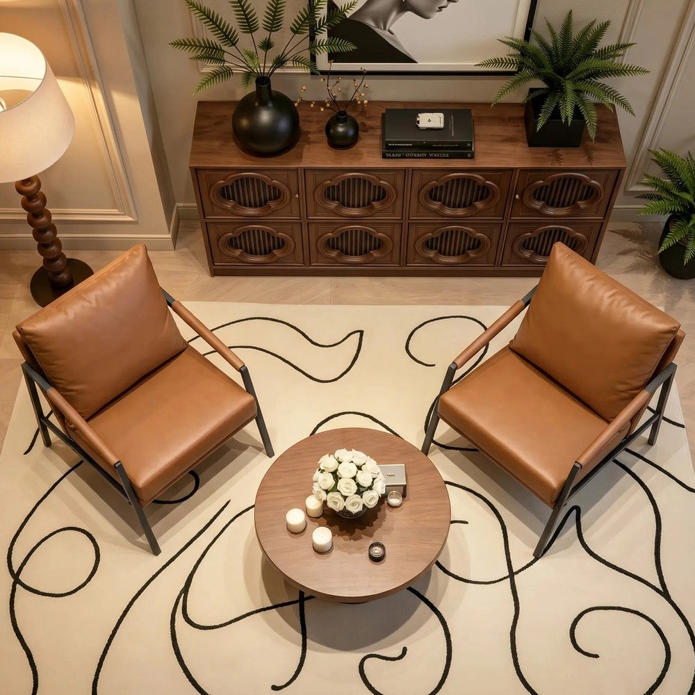 Poltrona in similpelle ¨C Minimal ¨C Marrone struttura metallo nera
