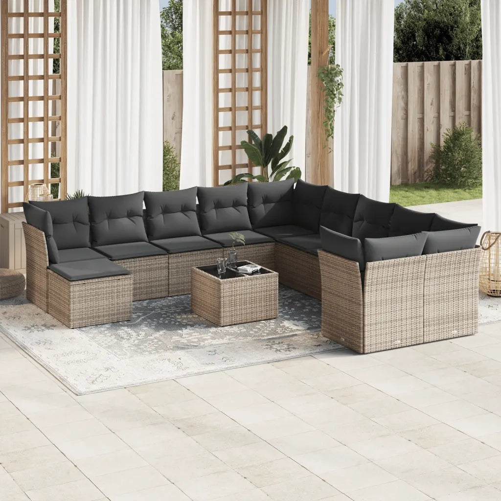 Set Divani da Giardino 12 pz con Cuscini Grigio in Polyrattancod mxl 87478