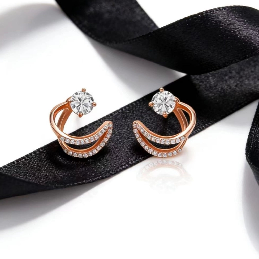 Orecchini pendenti con diamanti in argento S925