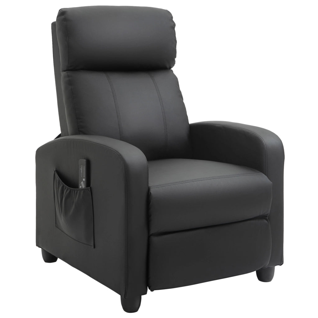 EasyComfort Poltrona Relax Massaggiante con Telecomando e 8 Programmi, Reclinazione e Poggiapiedi, 68x88x98cm, Nero