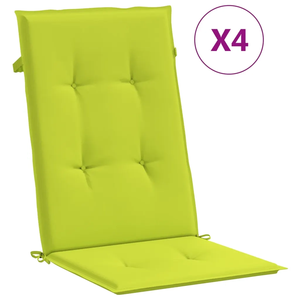 Cuscini per Sedie 4 pz | Cuscini per sedie Verde Brillante 120x50x3 cm in Tessuto