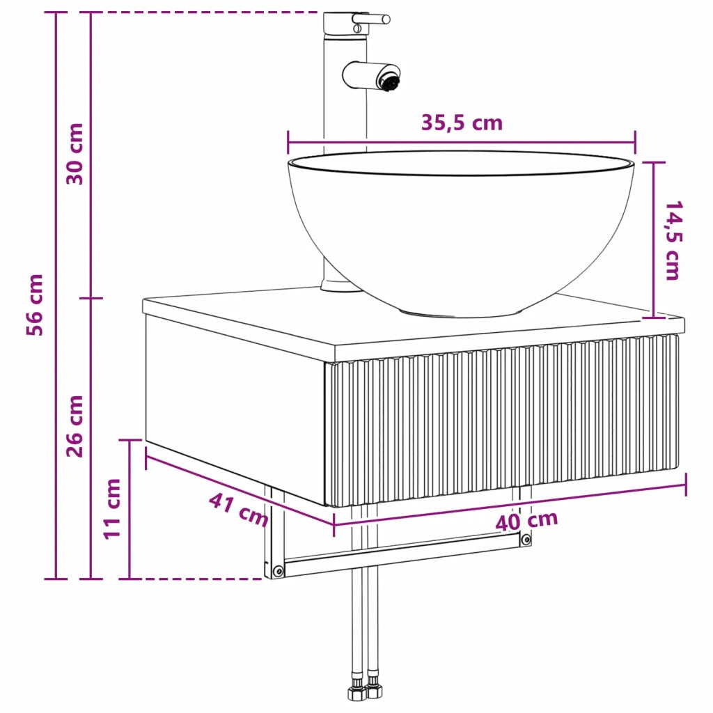Lavabo da Parete Grigio Cemento 40 x 41 x 40,5 cm CFW9513224