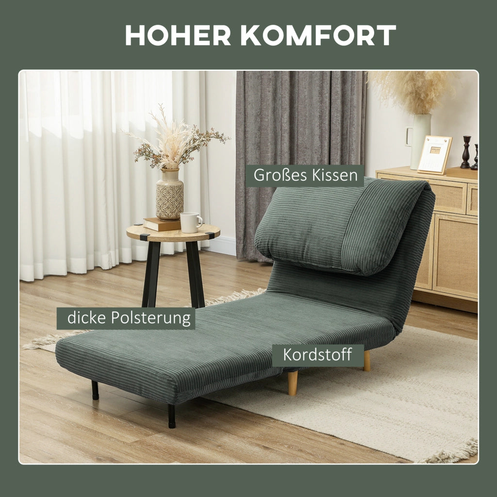 POLTRONA LETTO 82x89x83 cm 2 in 1 in poliestere verde