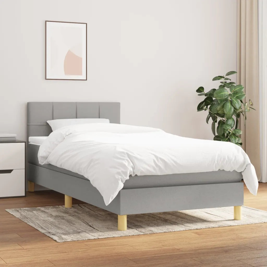 Letto singolo | Letto per adulti | Giroletto a Molle con Materasso Grigio Chiaro 80x200 cm Tessuto