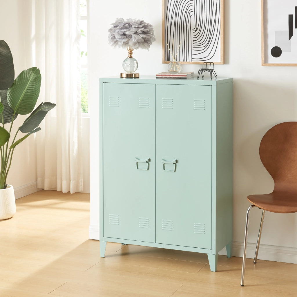 Armadietto da Ufficio Oripää in Acciaio 110 x 75 x 33 cm Verde Pastello [en.casa]