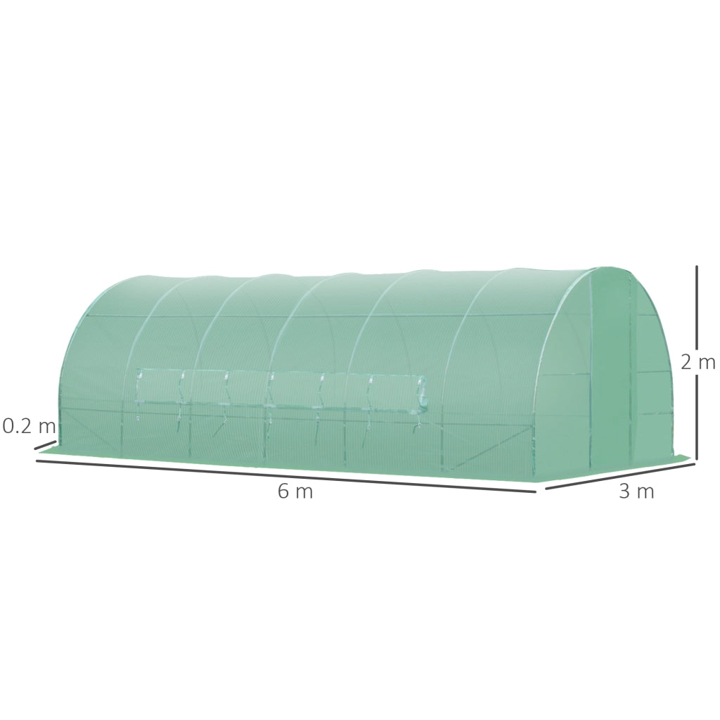 EasyComfort Serra per Orto a Tunnel con Porta e 8 Finestre, Serra da Giardino in PE e Metallo Zincato, per Coltivazaione Piante, 600x300x200cm
