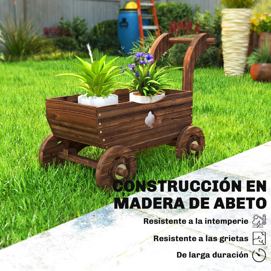 Fioriera Rialzata Giardino in Legno con Ruote ¨C zephmum ¨C 68x38x52 cm