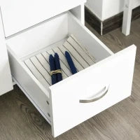Credenza da Cucina Moderna con Cassetti, Armadietti e Ripiani Aperti, 100x39.5x183.5cm, Bianco