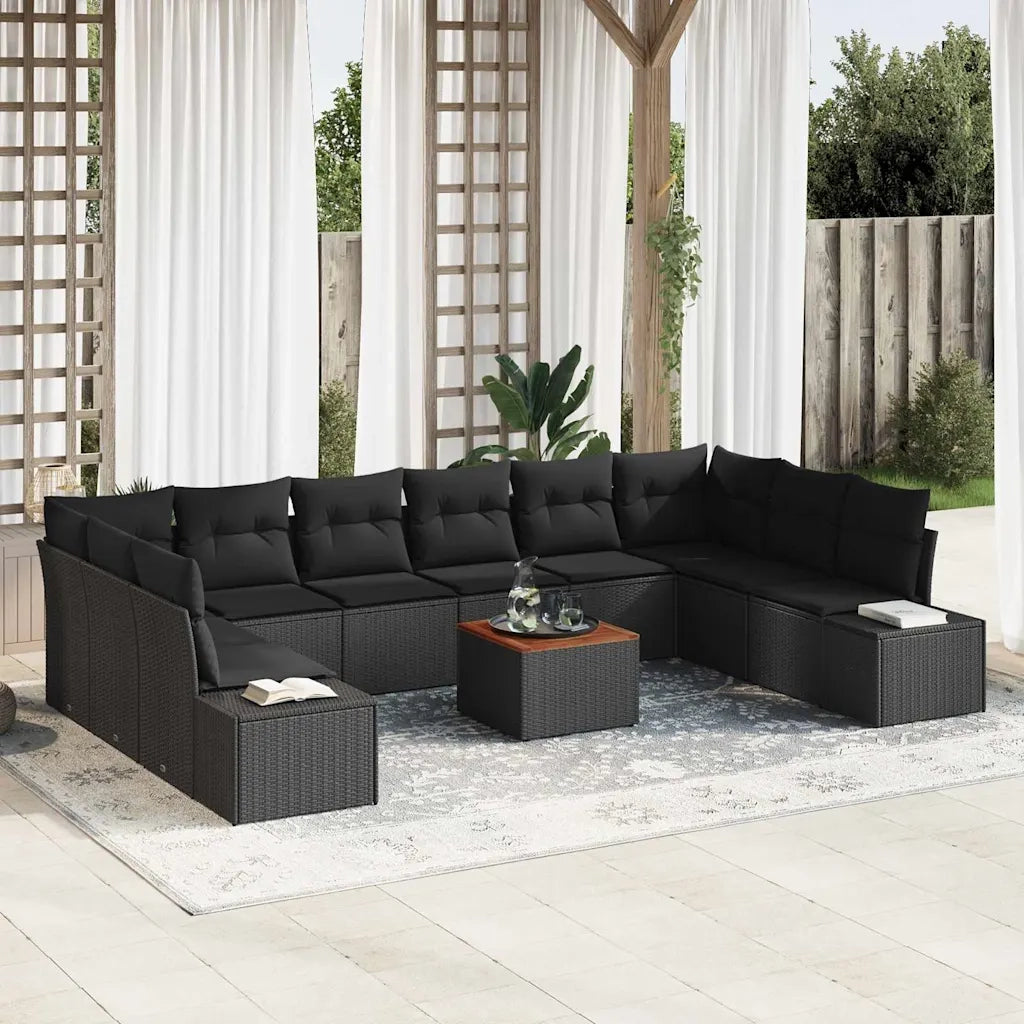Set Divano da Giardino 11 pcs Nero