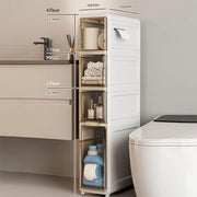 Armadio per bagno, 4 piani, unità di archiviazione verticale con cassetti trasparenti e ruote, 19 cm di larghezza, per camera da letto, soggiorno, bagno