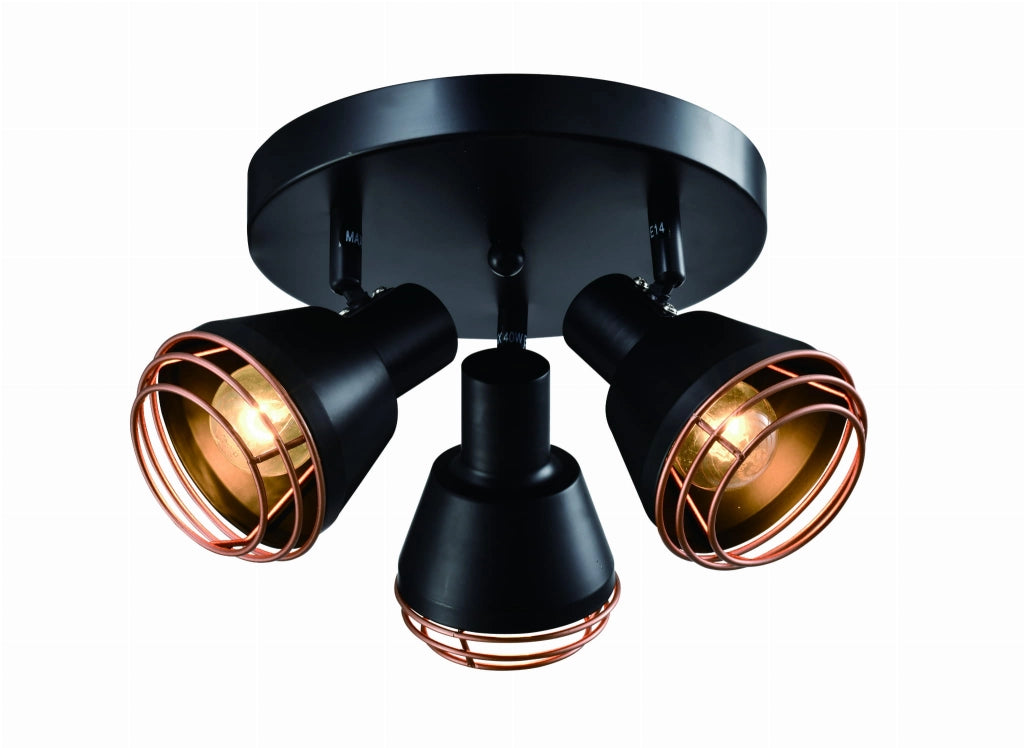 Plafoniera Candellux Neria 3xE14 metallo nero oro 22cm