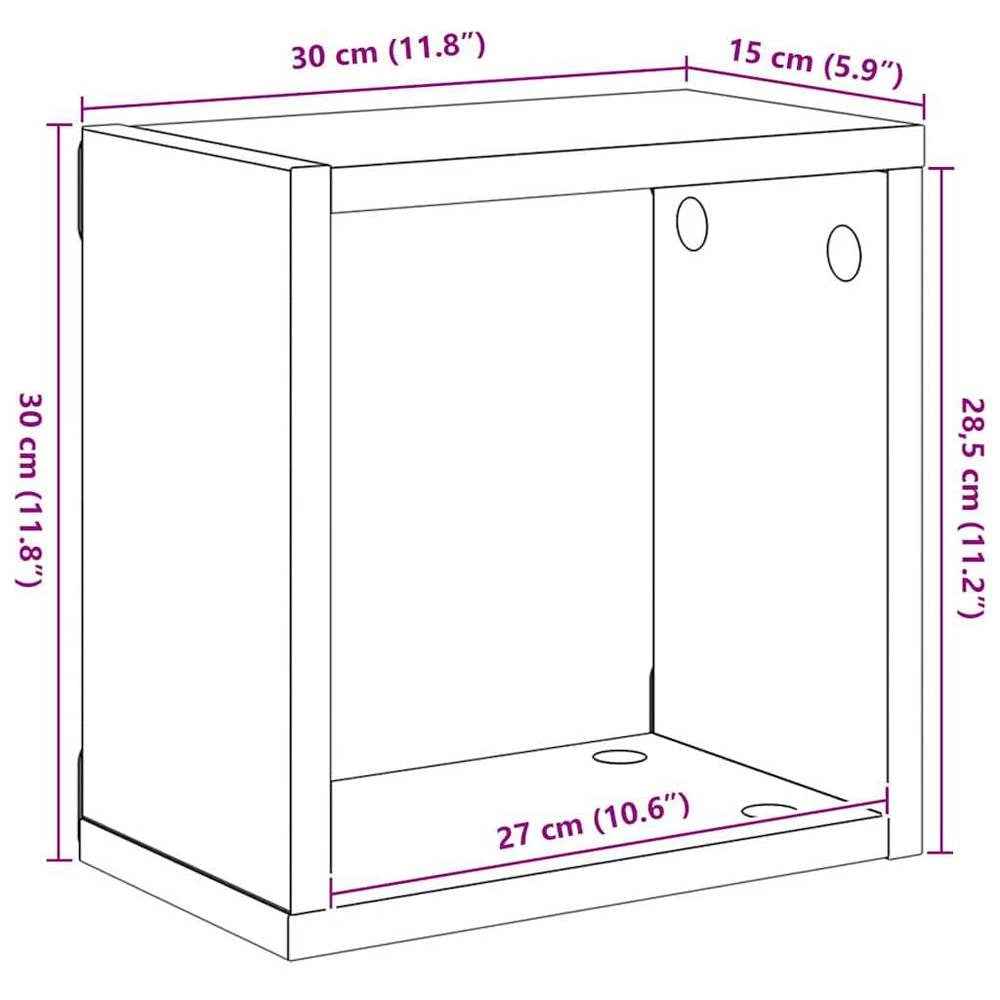 Cube Shelves, 2 Pieces, Sonoma Oak, 30x15x30 Cm
