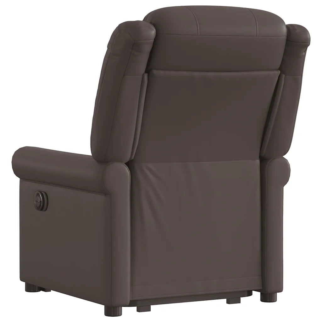 Poltrona Alzapersona Reclinabile Marrone Lucido in Similpelle 3303419