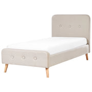 Letto a doghe Gambe in legno imbottite in tessuto poliestere beige 90 x 200 Taglia unica Design moderno
