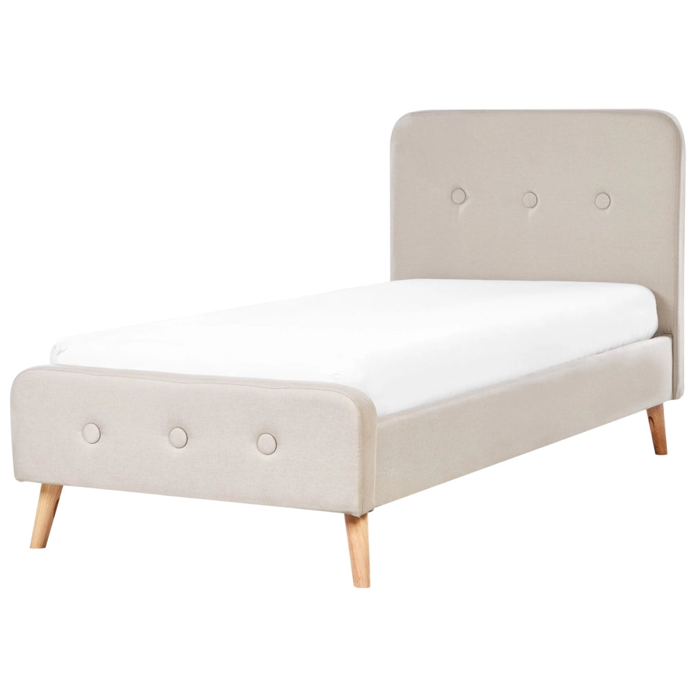 Letto a doghe Gambe in legno imbottite in tessuto poliestere beige 90 x 200 Taglia unica Design moderno