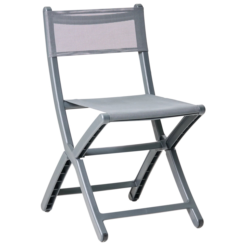 Set di 4 sedie da pranzo in plastica per esterni senza braccioli pieghevoli grigio scuro stile minimalista