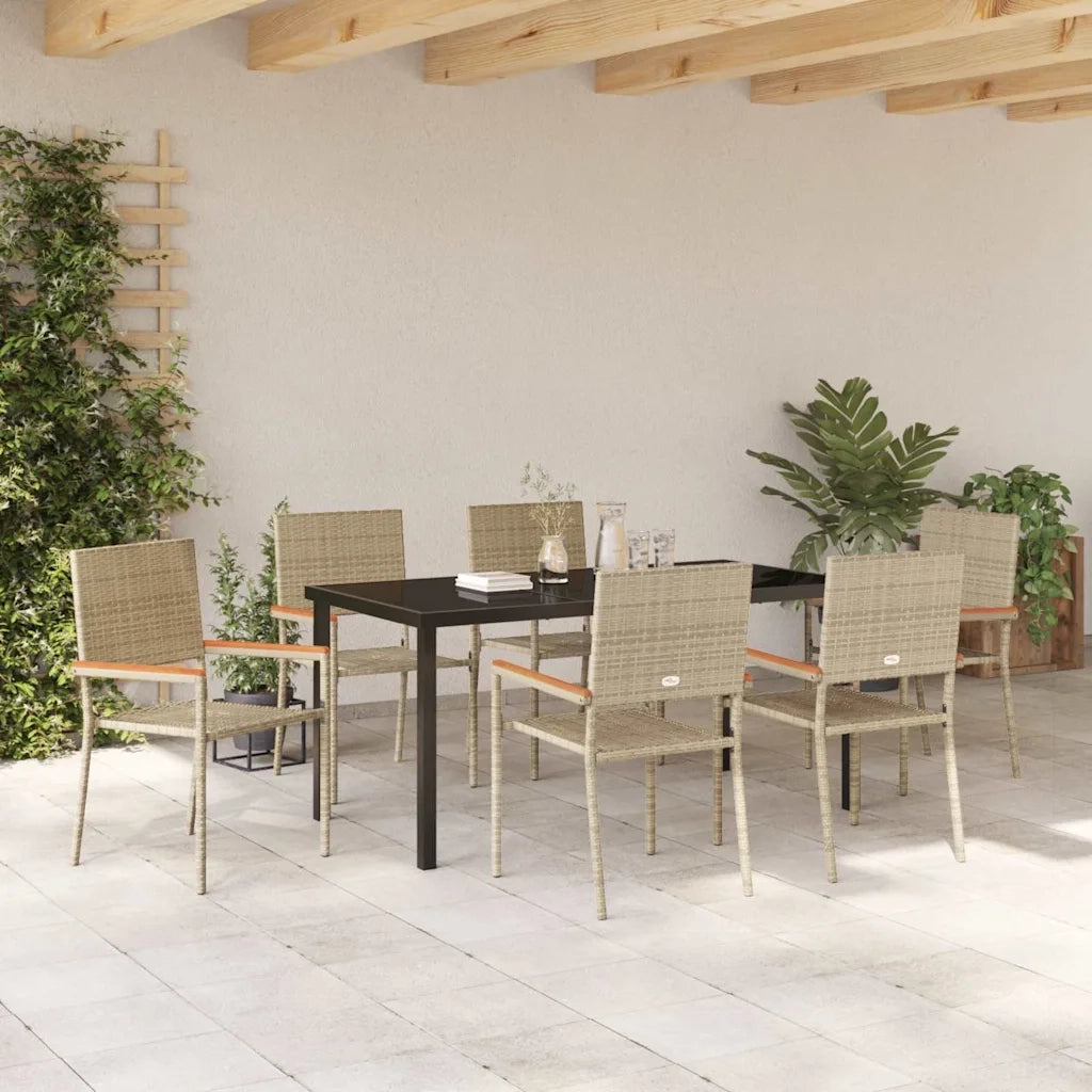 Set da Pranzo per Giardino con cuscino 7 pcs Beige polyrattan 3379720