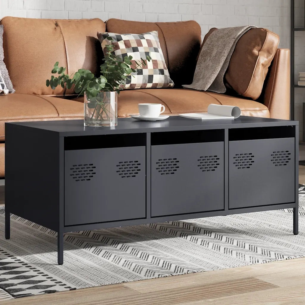vidaXL Tavolino Antracite 101,5x50x43,5cm in Acciaio Laminato a Freddo