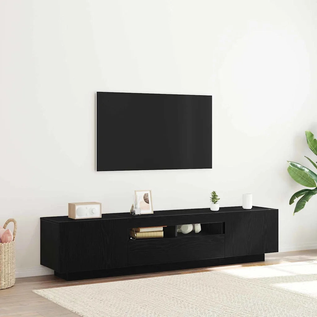 Set mobile TV 2 pz-Set di 2 Credenza per TV Nero 180 x 35 x 40 cm Legno multistrato