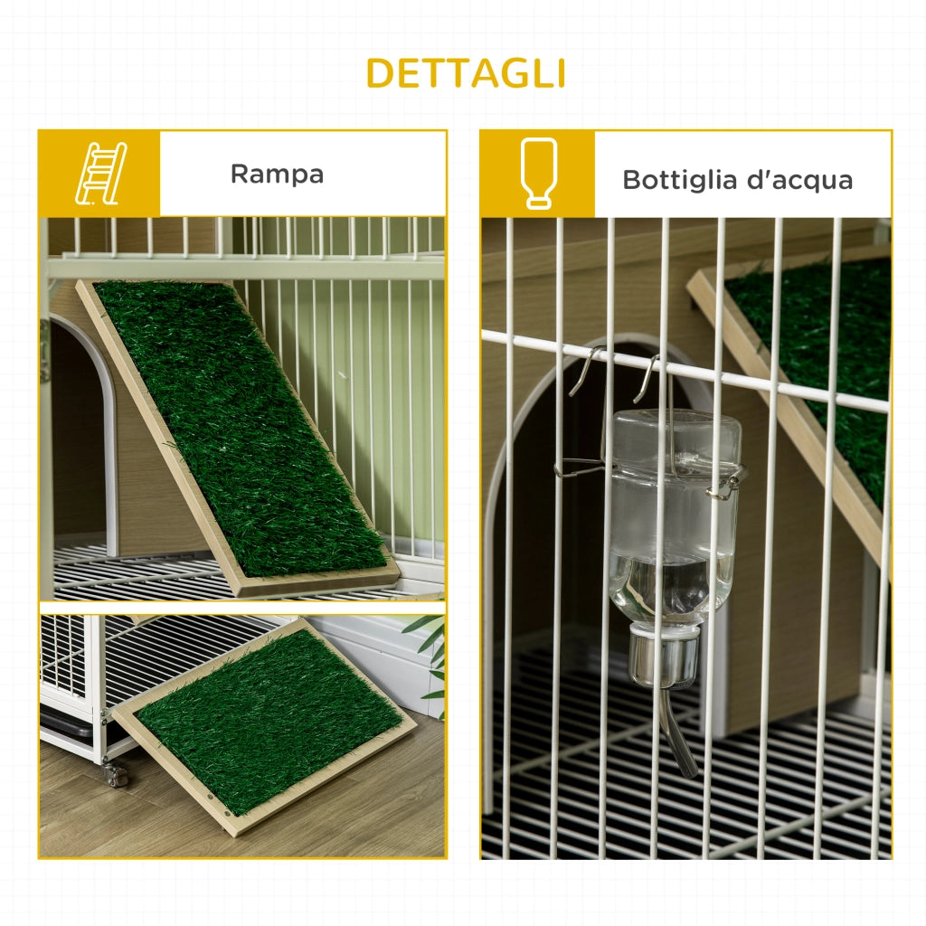 Gabbia per Conigli con Serbatoio d'Acqua e Vassoio ¨C Zephmum ¨C 78x52.5x76.5 cm