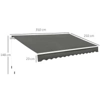 Tenda da Sole per Esterno Avvolgibile a Bracci con Apertura a Manovella, 350x250 cm, Grigio