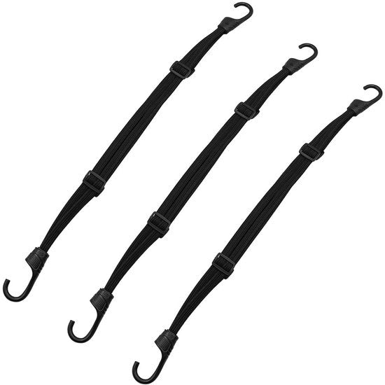 Cinturoni di sicurezza 3 pezzi - Cordoncini in gomma resistenti - Haken in acciaio inossidabile - Cinturino di tiraggio - Cinturone per bagagli - Ideale per moto e bicicletta - Corda Bungee