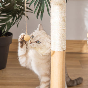 Albero Tiragraffi per Gattini 40x37x51 cm con Piume Palline e Accessori in Legno Marrone e Beige