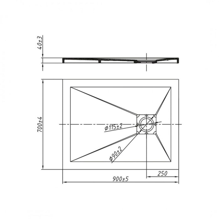 Piatto doccia bianco mineral marmo resina antiscivolo h4 cm *** misure l90 x p70 x h4 cm, confezione 1