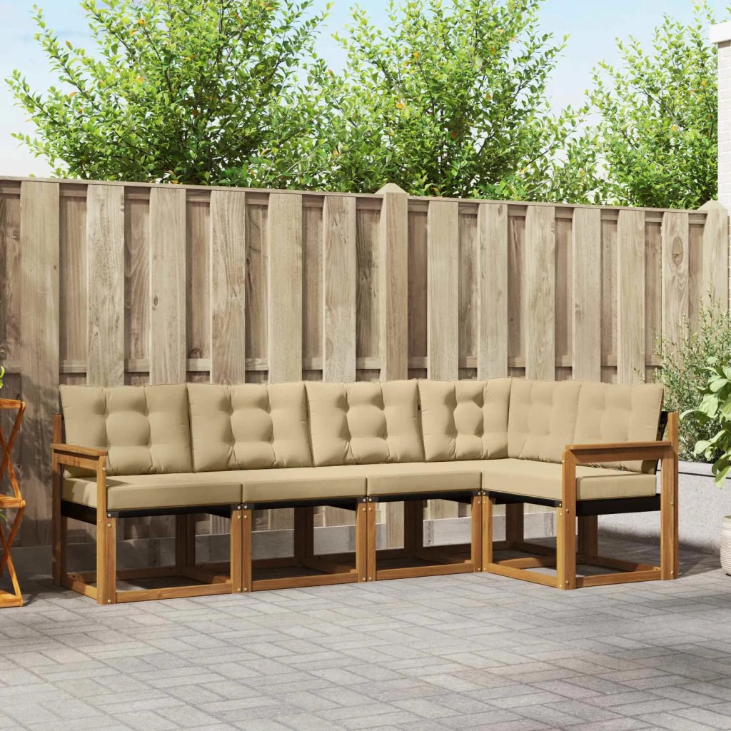 Set di divani da esterno con cuscino 5 pcs Naturale e Beige 3368660