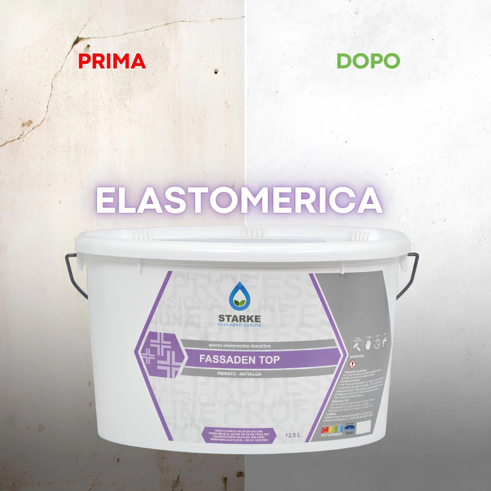 Pittura fassaden top quarzo elastomerico fibrato anticavillature idrorepellente *** formato 12.5 lt, confezione 1