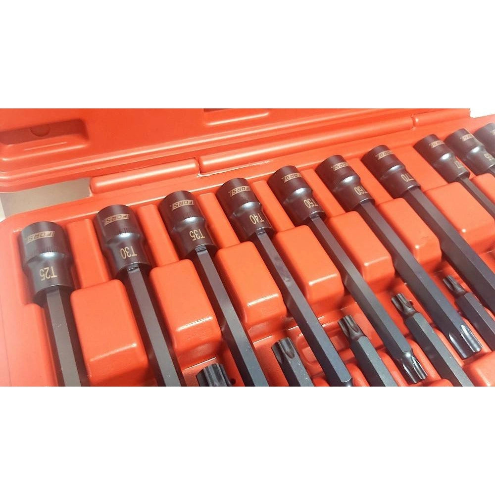 Trade Shop - Kit 26 Pz Inserti Inserto Torx Chiavi Bussola 1/2 Lunghe Auto Meccanico Fs-43612 -