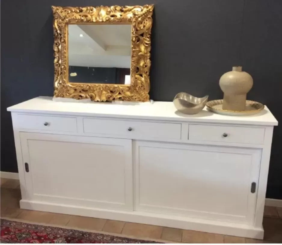 Madia credenza legno 2 ante scorrevoli bianco 200x50x90