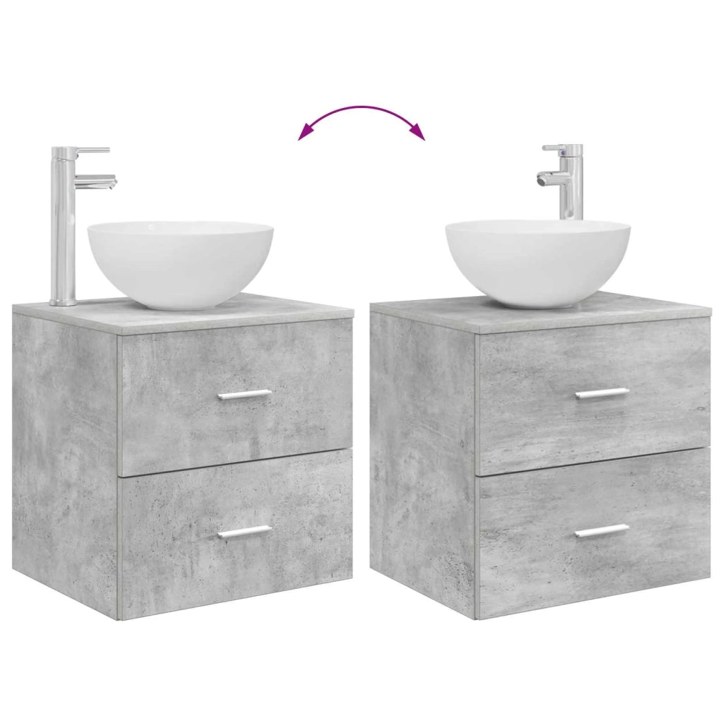 Set di mobili per il bagno 2 pz Grigio Cemento 3403875