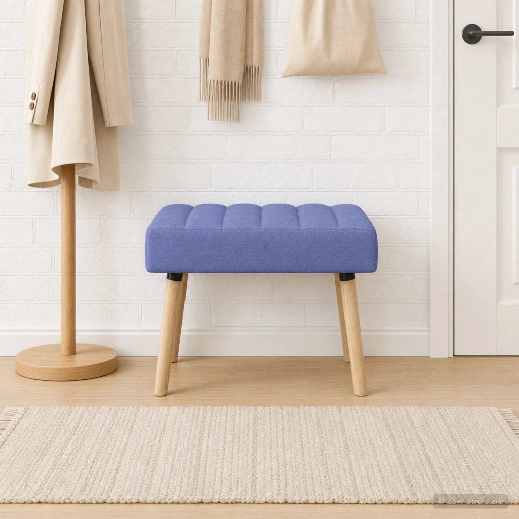 Panchina trapuntata a canale Blu jeans 60 x 40 x 45 cm Tessuto 42038472