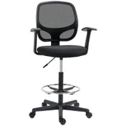 Sedia da Ufficio ad Altezza Regolabile con Braccioli, Rotelle e Seduta Imbottita, 60x56x110-132 cm, Nera