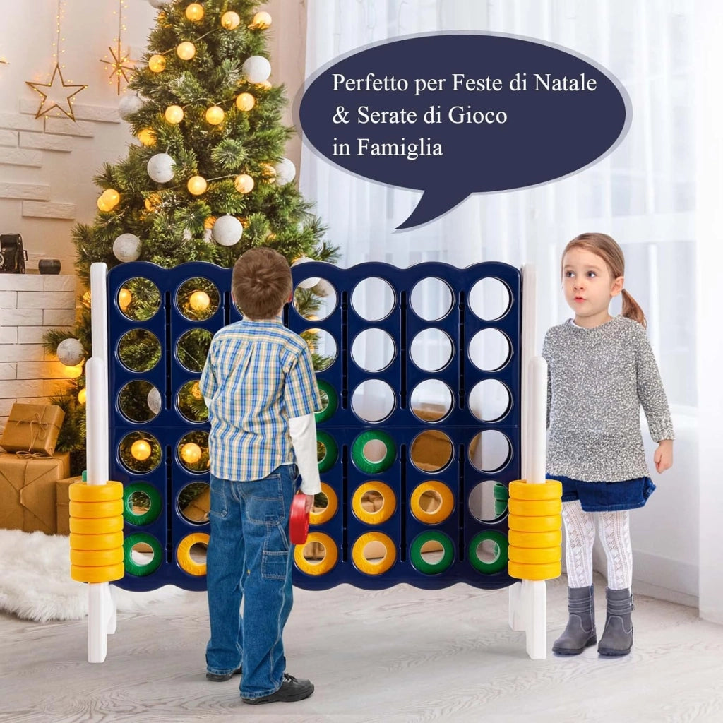 Forza Quattro da Interno ed Esterno da 104 cm, Forza 4 per Bambini ed Adulti con 42 Piedine, Gioco Educativo per Feste e Vacanze