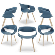 Set 6 sedie in polipropilene DILETTA con gambe in faggio, resistente ai raggi UV, design moderno, ideale per sala da pranzo, cucina, sala d’attesa, bar, ristoranti, colore Petrolio