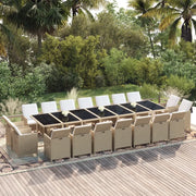 Set da Pranzo per Giardino 19pz con Cuscini in Polyrattan Beige cod mxl 36001