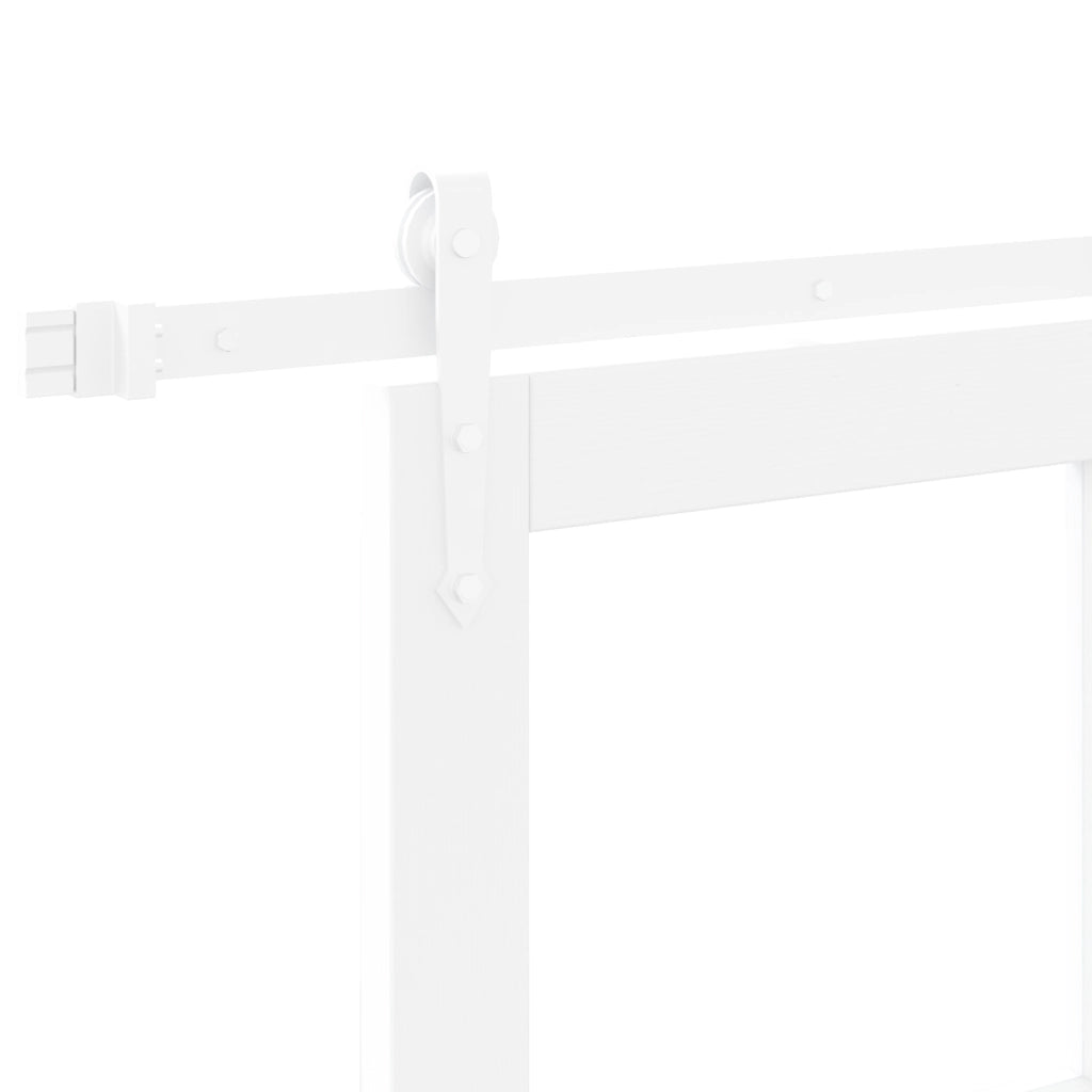 Porta Scorrevole  con Set di Hardware Bianca 61x198,5 cm Legno Massello di Pino