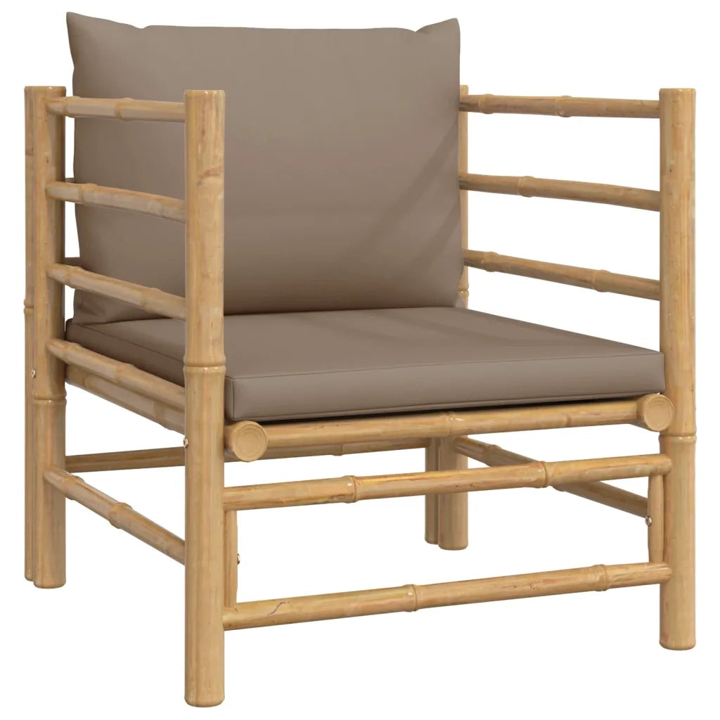 Set Salotto da Giardino 12pz con Cuscini Tortora Bambù 3155130