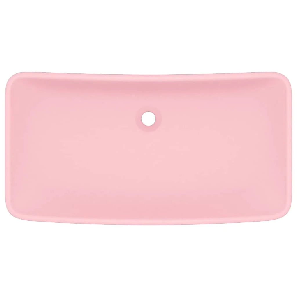 Lavabo da appoggio rettangolare di lusso lavabo da bagno lavabo per sala trucco 71 x 38 cm ceramica rosa opaca 02_0002697