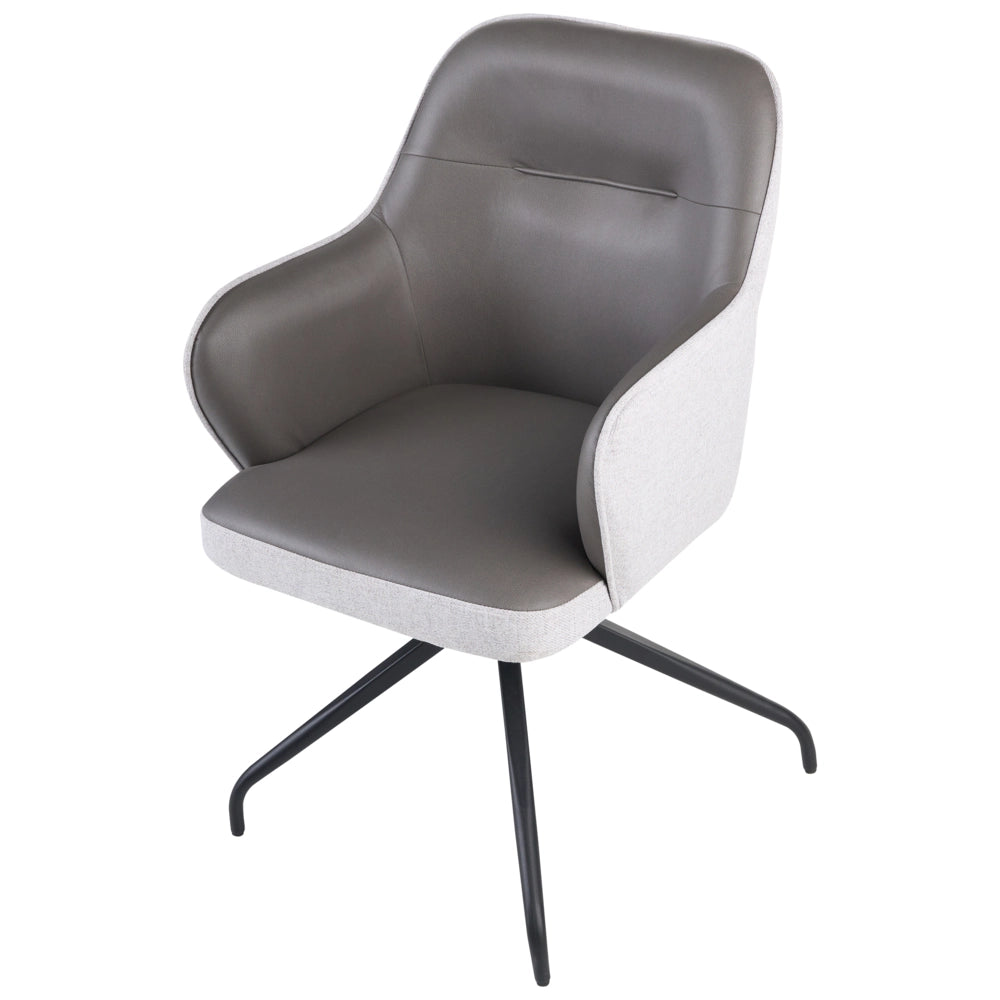 Set di 2 sedie da pranzo girevoli in ecopelle grigio con schienale alto in stile scandinavo