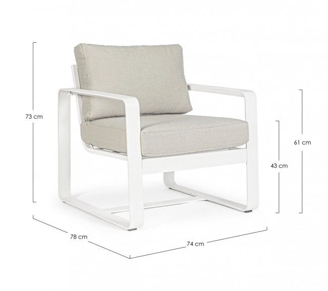 Set 2 Poltrone 74x78x84h cm con Cuscini Merrigan Bianco