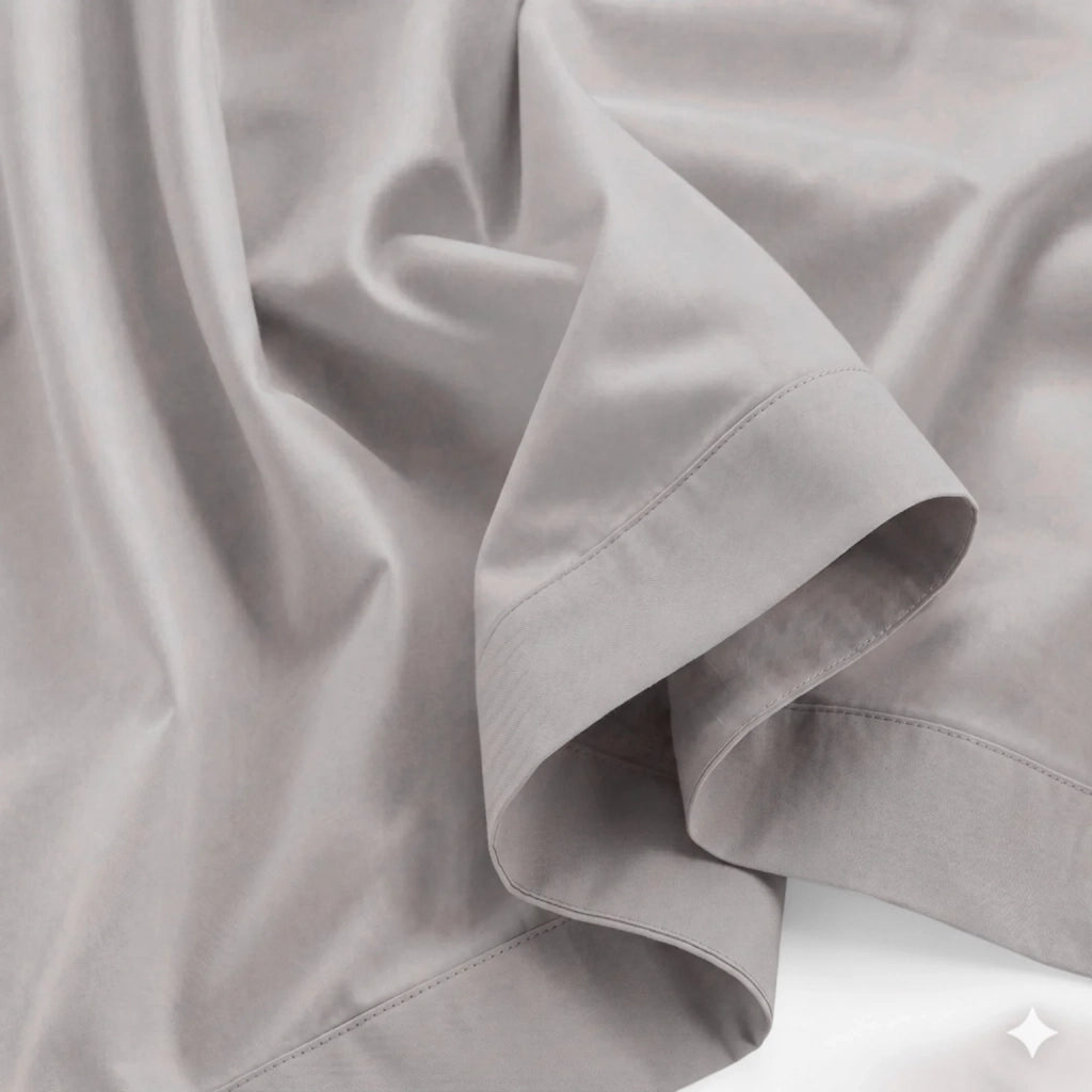 Set Lenzuola Letto Una Piazza e Mezza in Cotone Percalle 200 TC Grigio Chiaro | Lenzuolo Piano 190x295 cm, lenzuolo con angoli 130x200 cm e Tasca da 28 cm, 1 Federa | Made in Italy