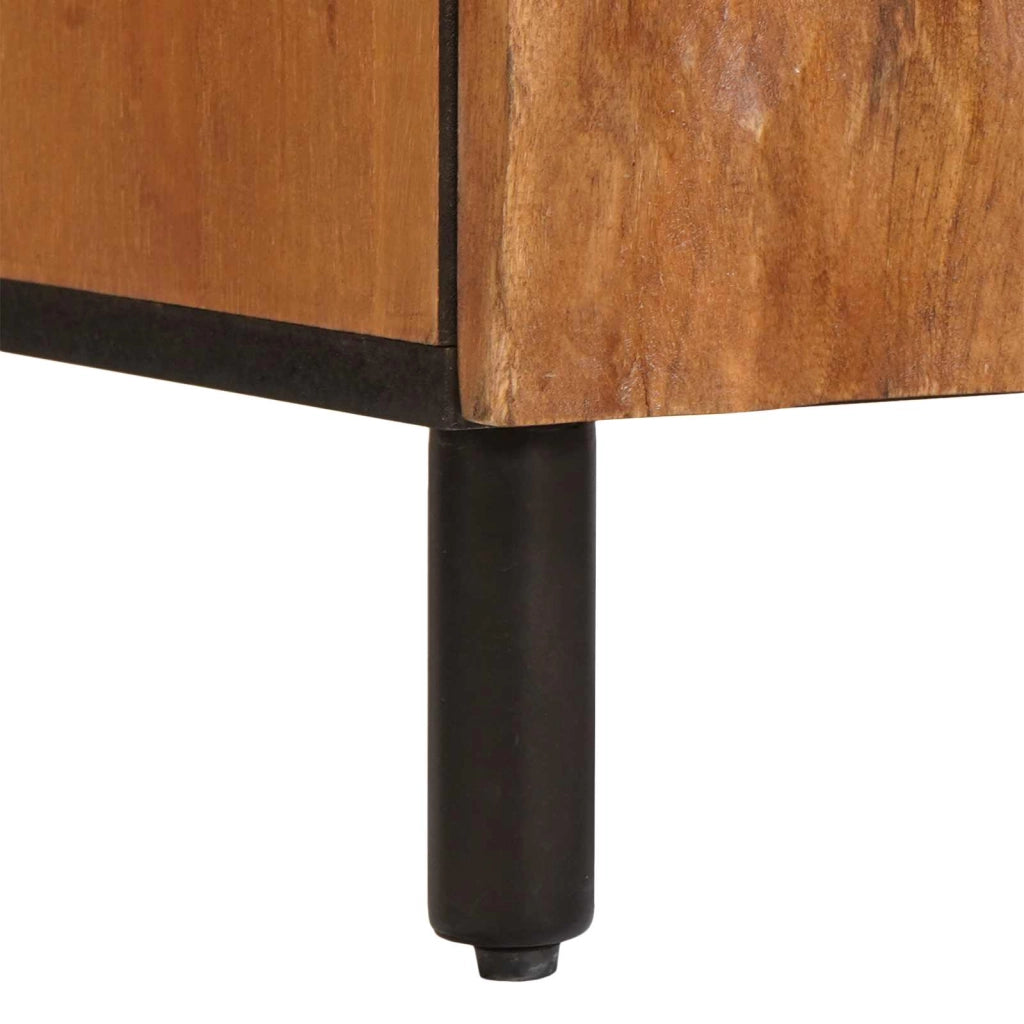 Mobiletto da bagno moderno con ripiano 38 x 33 x 160 cm pratico contenitore stile pulito legno di mango marrone 02_0057781
